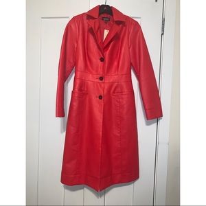 Beautiful Red faux leather trench coat